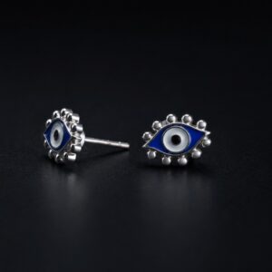 Evil Eye Silver Stud Earrings