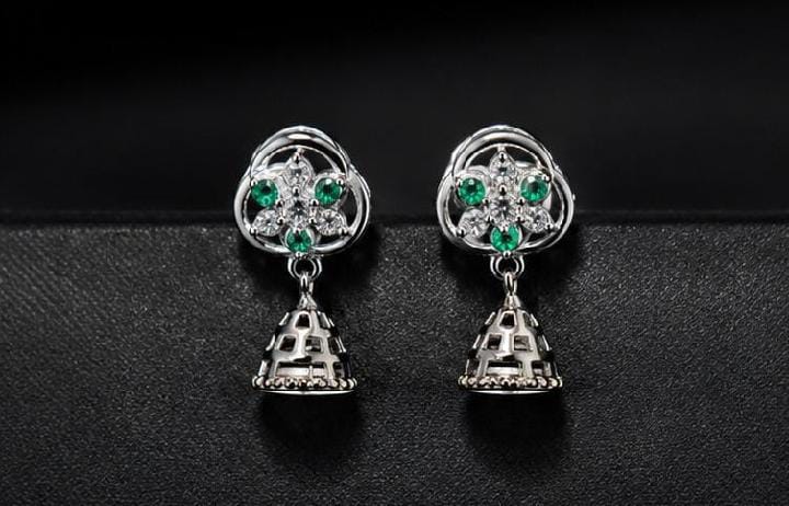 ROYAL EMERALD DROP STUD EARRINGS