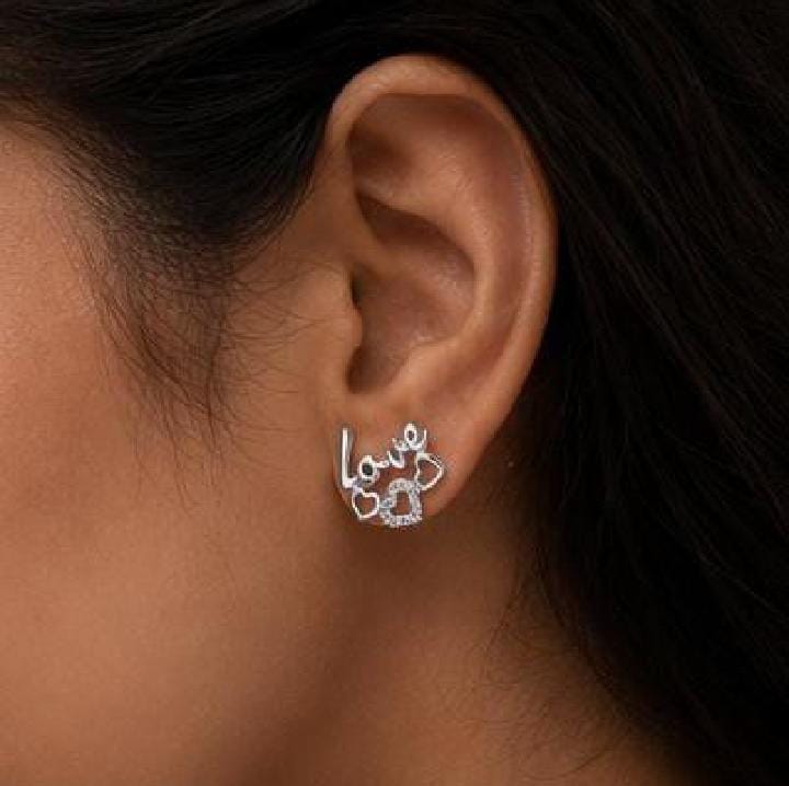 Silver Love Spark Stud Earrings. - Image 2