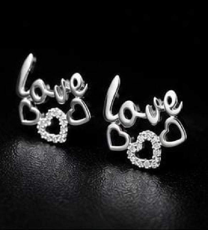 Silver Love Spark Stud Earrings.