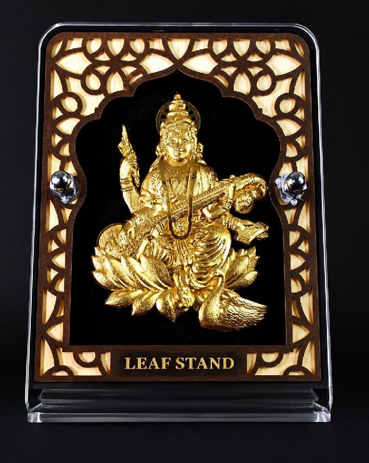 Goddess Saraswati pure gold frame